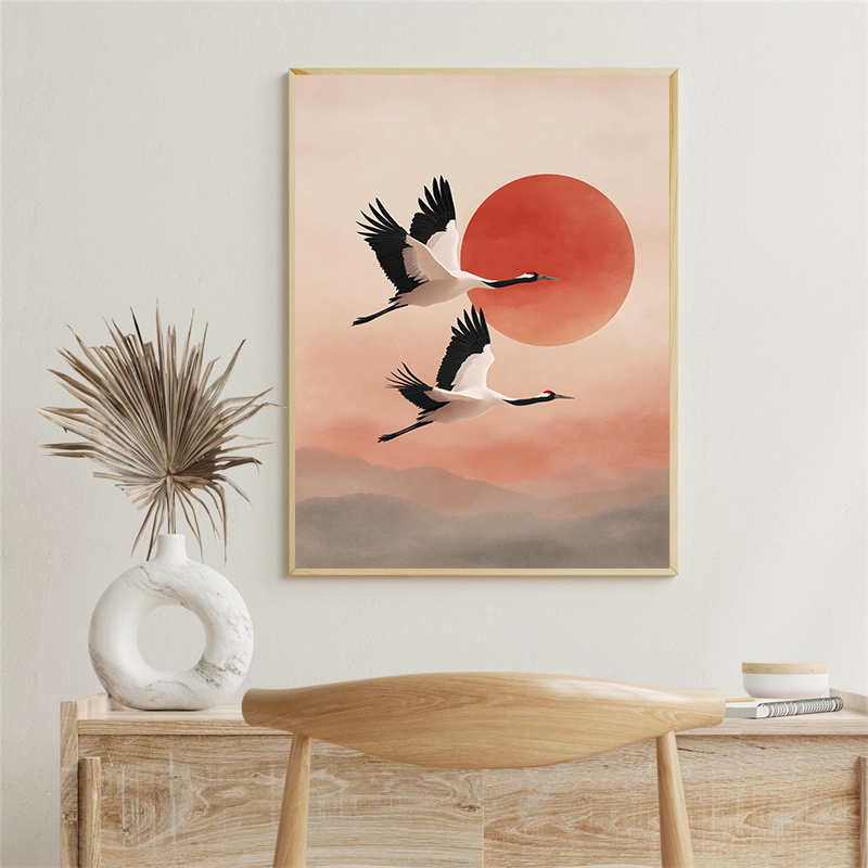 Vintage vinç uçan kuşlar çiçek - Japanese Lifestyle Home incelemesi ve fiyatı