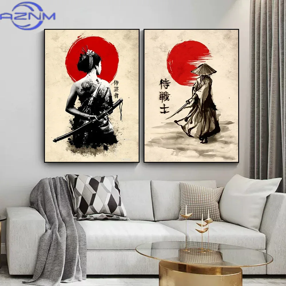 AZNM tuval boyama japon samura - Japanese Lifestyle Home incelemesi ve fiyatı